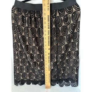 Miss Pinky Women's Black with Nude Lining And GeoMetric Print Skirt Size large